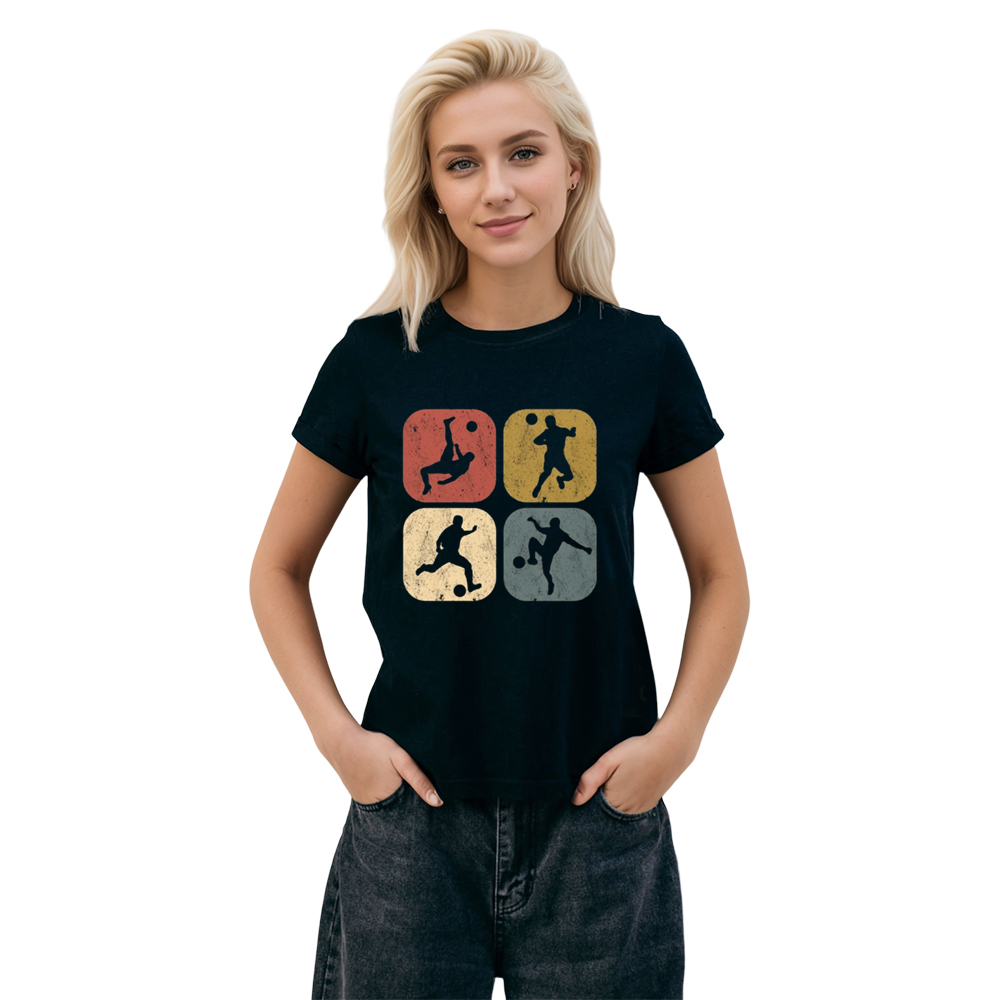 Adult Unisex Football Retro Soccer Lover Black T-shirt Costume