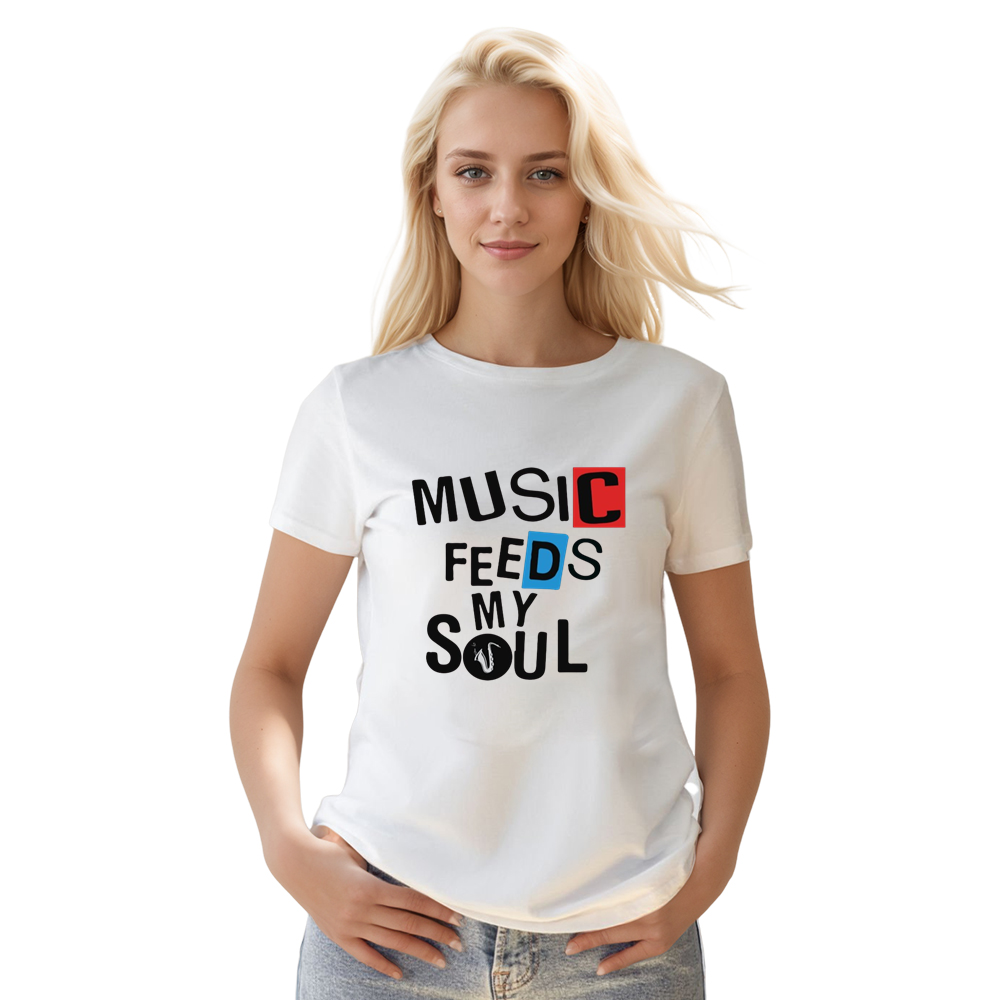 Adult Unisex Music Feeds My Soul Music Festival White T-shirt Costume