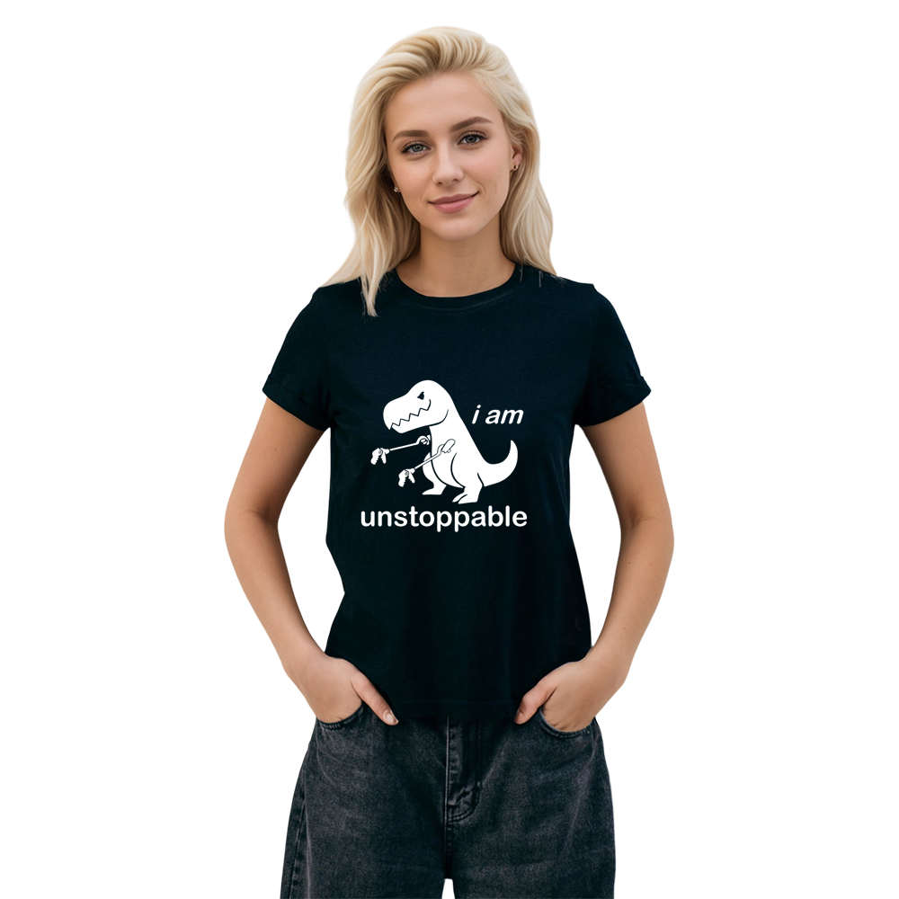 Adult Unisex I Am Unstoppable Dinosaur Animals Lover Black T-shirt Costume