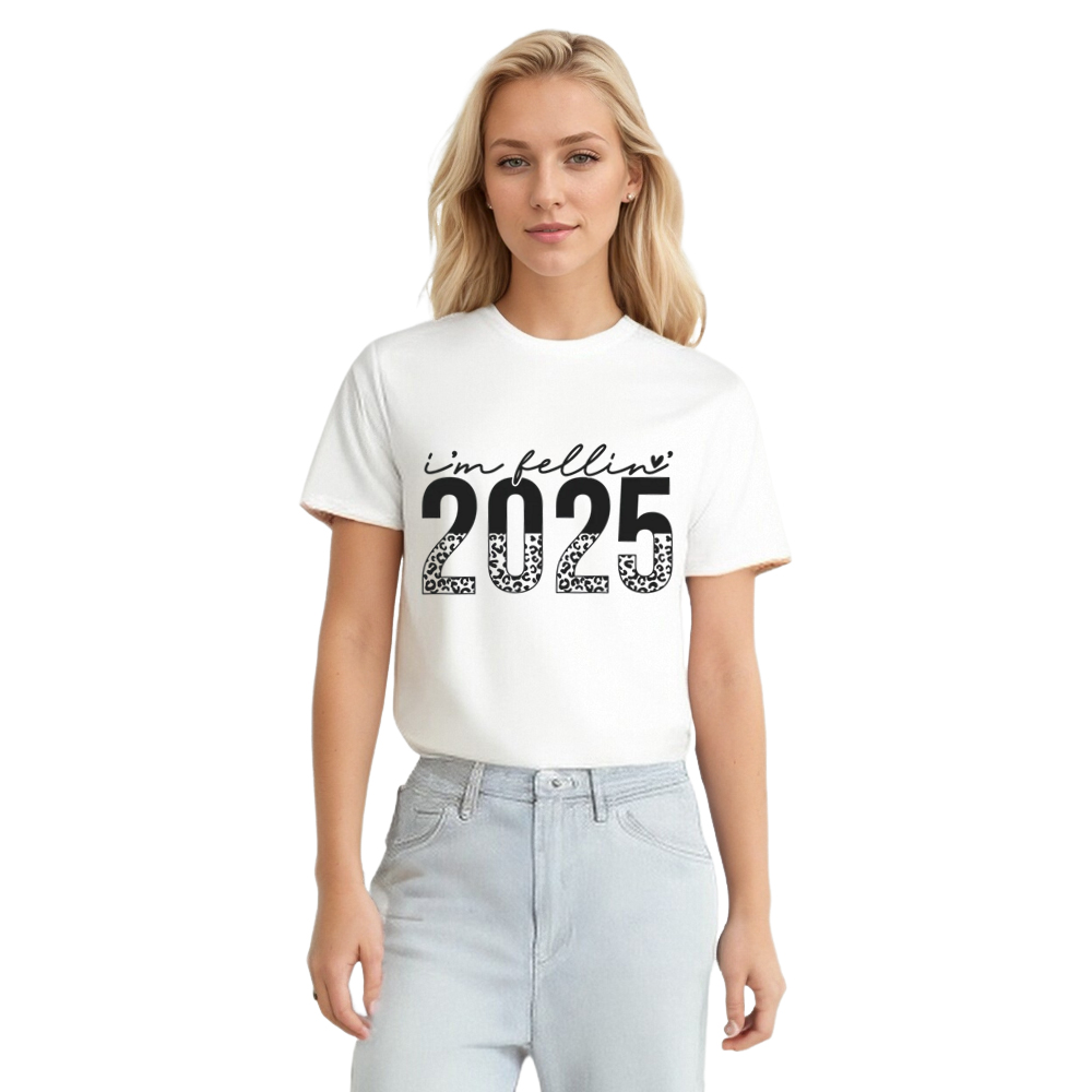 Adult Unisex Welcome 2025 New Year White Festival T-shirt