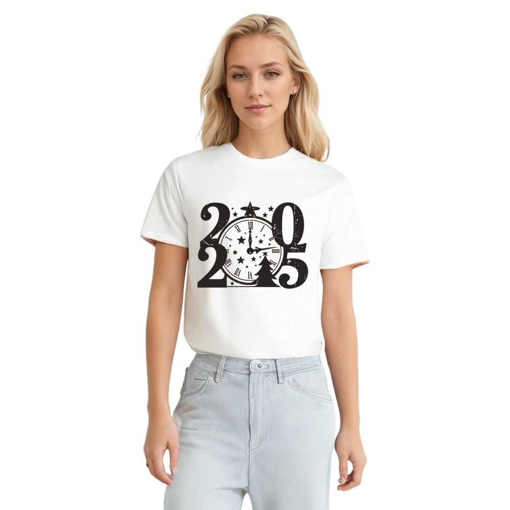 Adult Unisex 2025 Christmas New Year White Festival T-shirt