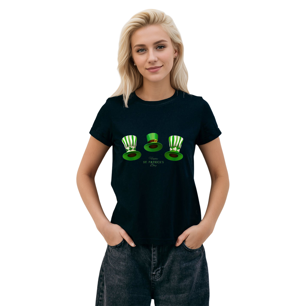 Adult Unisex St. Patrick's Day Black Hat T-shirt