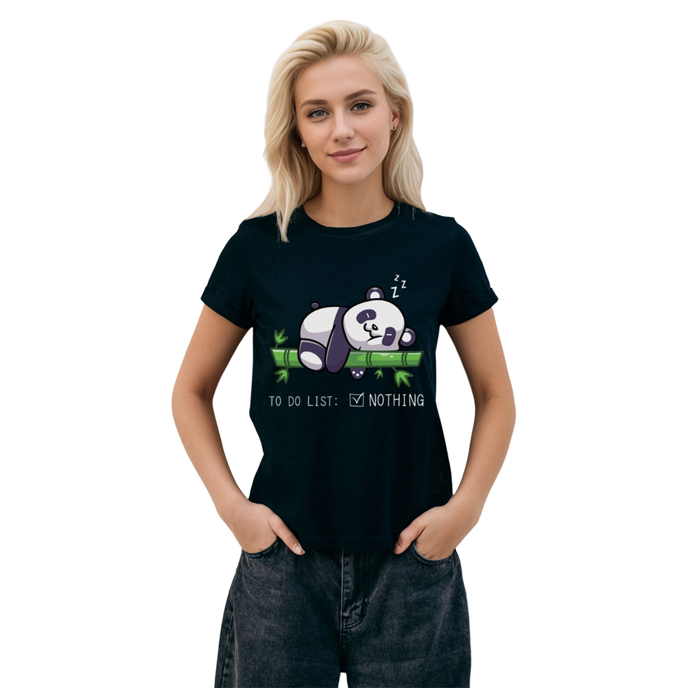Adult Unisex To Do List Nothing Lazy Panda Wild Animals Nature Lover Black T-shirt Costume