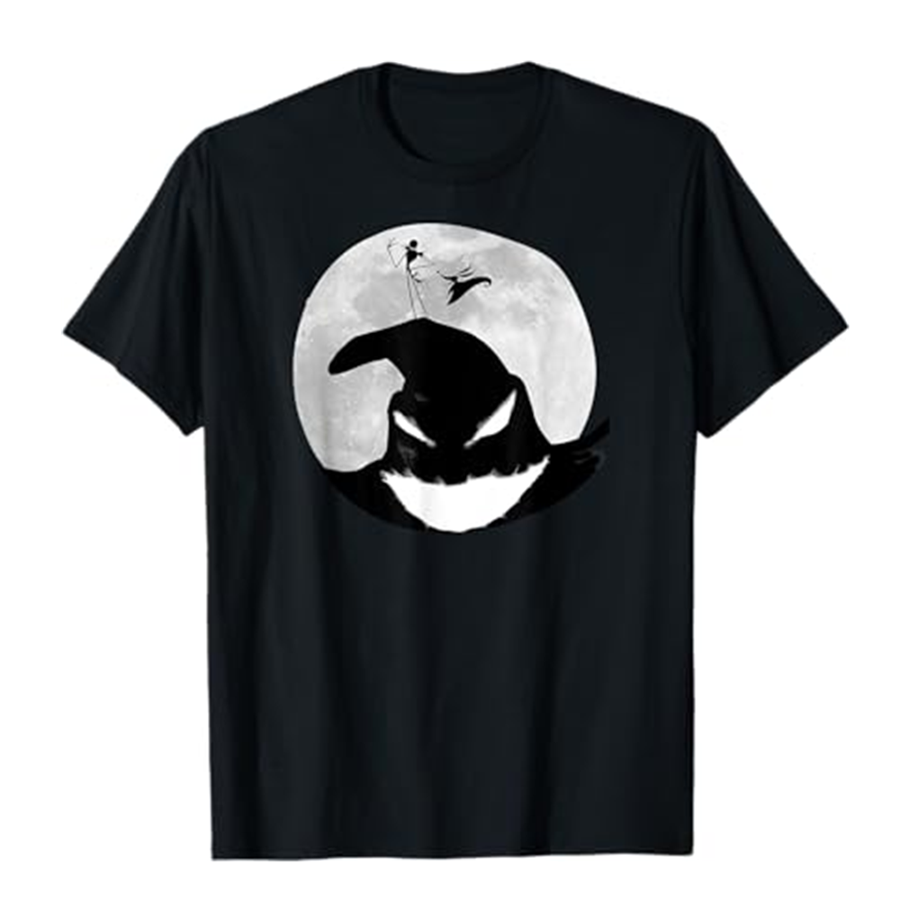 Adult Unisex Moon Skull Halloween Black T-shirt Costume