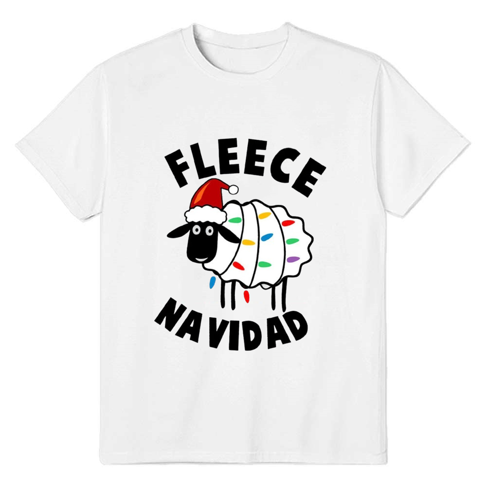 Adult Unisex Cute Sheep Xmas Christmas Festival White T-shirt