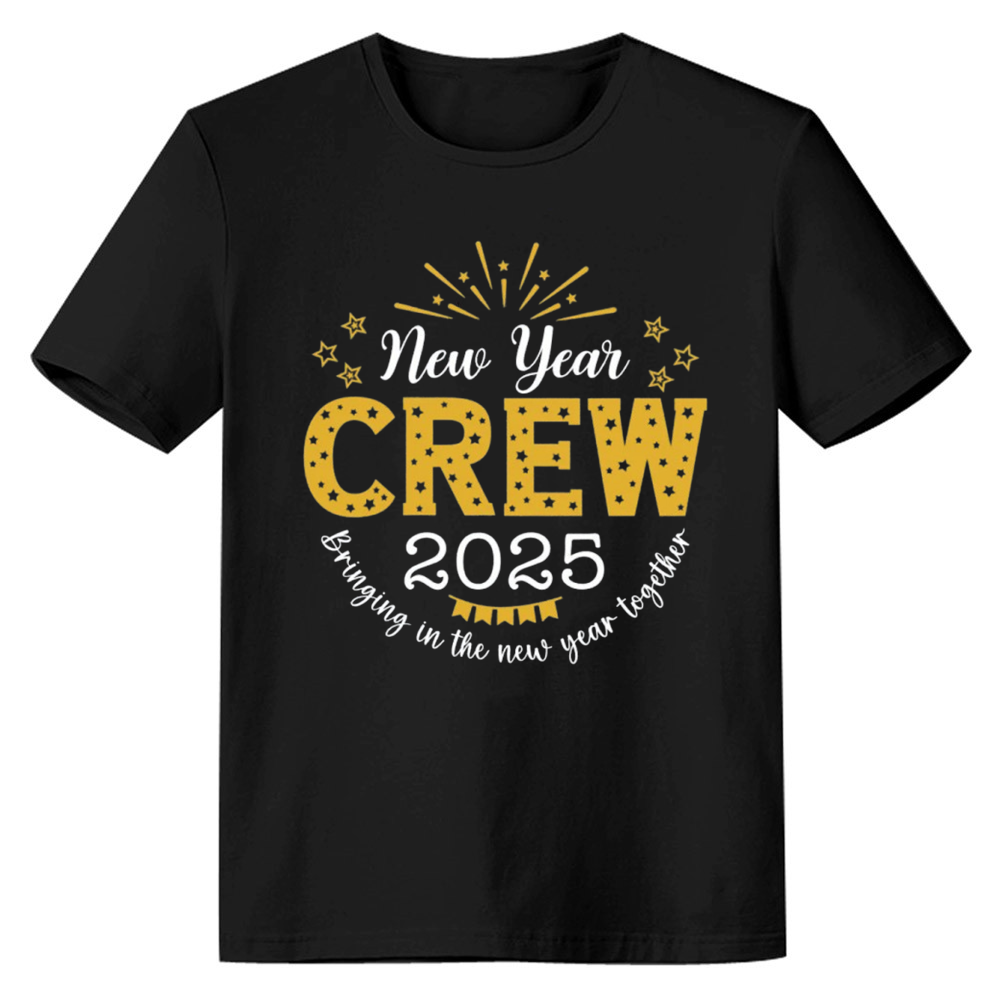 Adult Unisex New Year Crew 2025 New Year Black Festival T-shirt