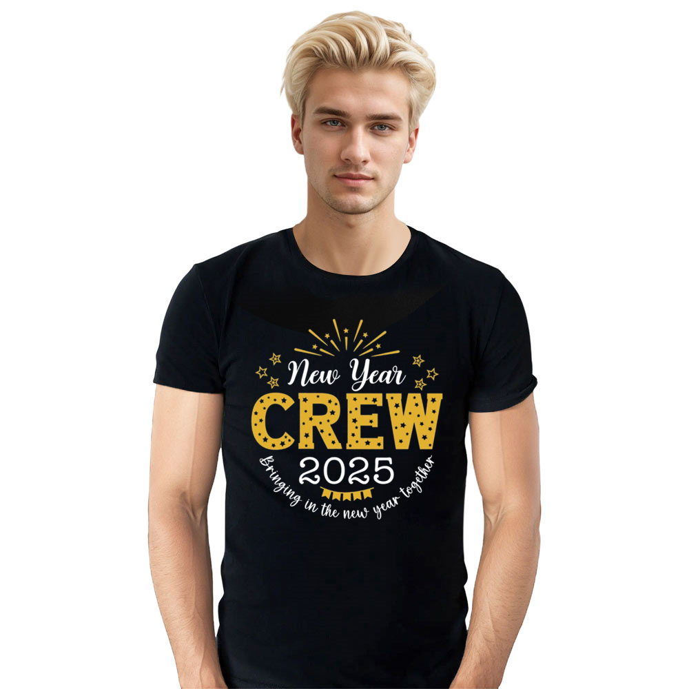 Adult Unisex New Year Crew 2025 New Year Black Festival T-shirt