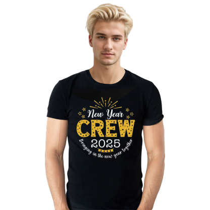 Adult Unisex New Year Crew 2025 New Year Black Festival T-shirt