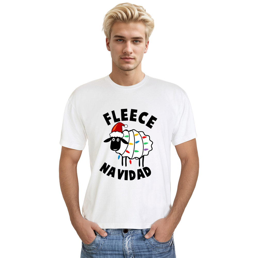 Adult Unisex Cute Sheep Xmas Christmas Festival White T-shirt