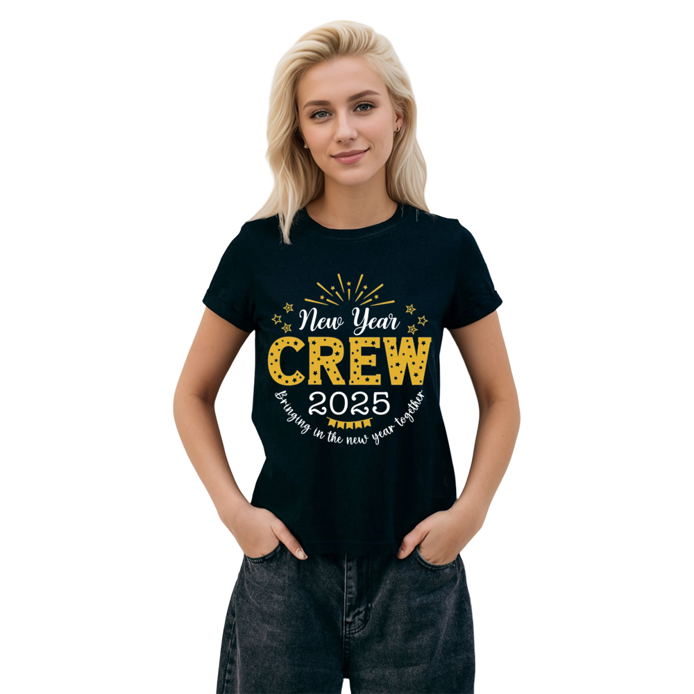 Adult Unisex New Year Crew 2025 New Year Black Festival T-shirt