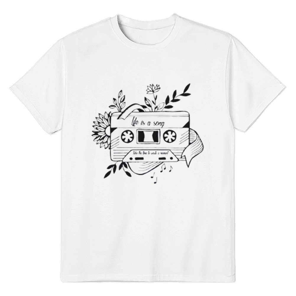 Adult Unisex Music Tap Music Festival White T-shirt Costume