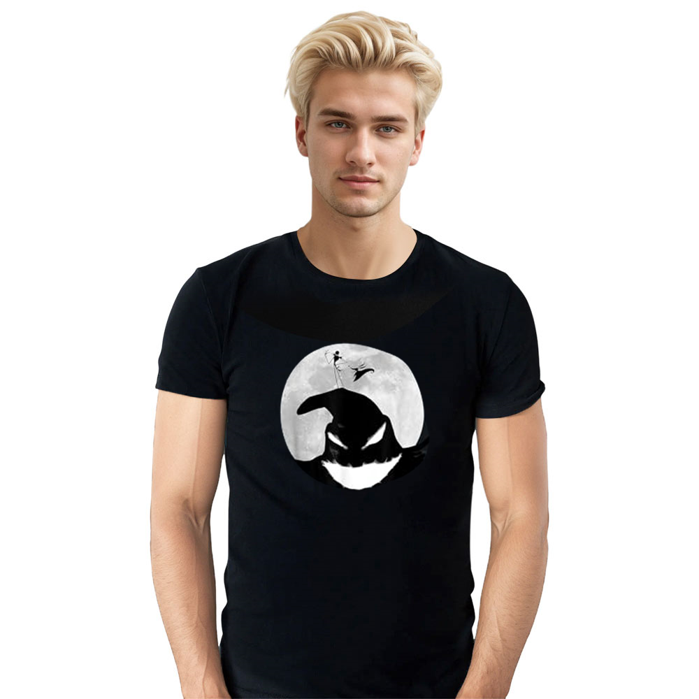 Adult Unisex Moon Skull Halloween Black T-shirt Costume