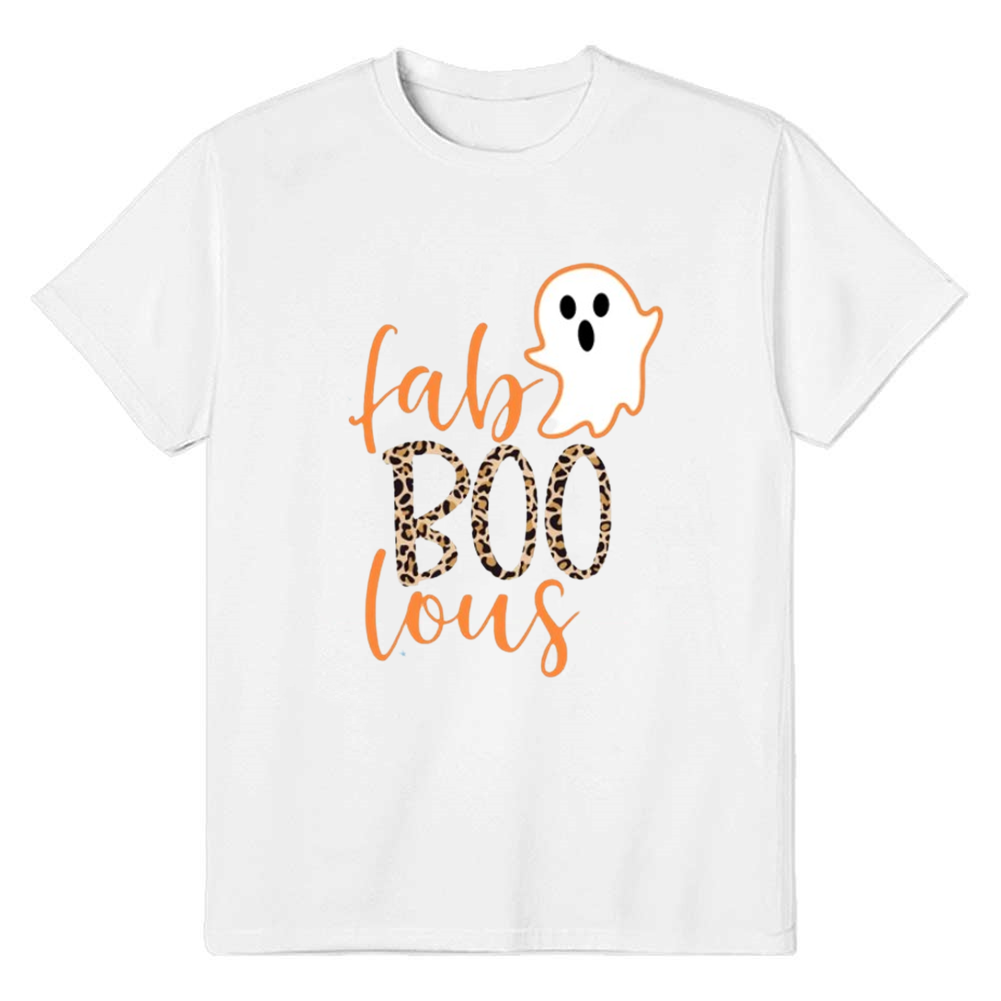 Adult Unisex Cute Boo Ghost Halloween White T-shirt Costume