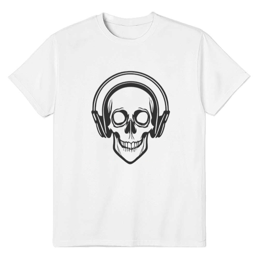 Adult Unisex Skull Music Festival White T-shirt Costume