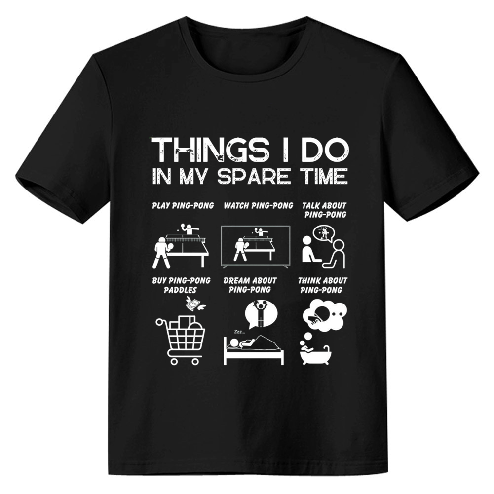 Adult Unisex Ping Pong Sport Spare Time Lover Black T-shirt Costume