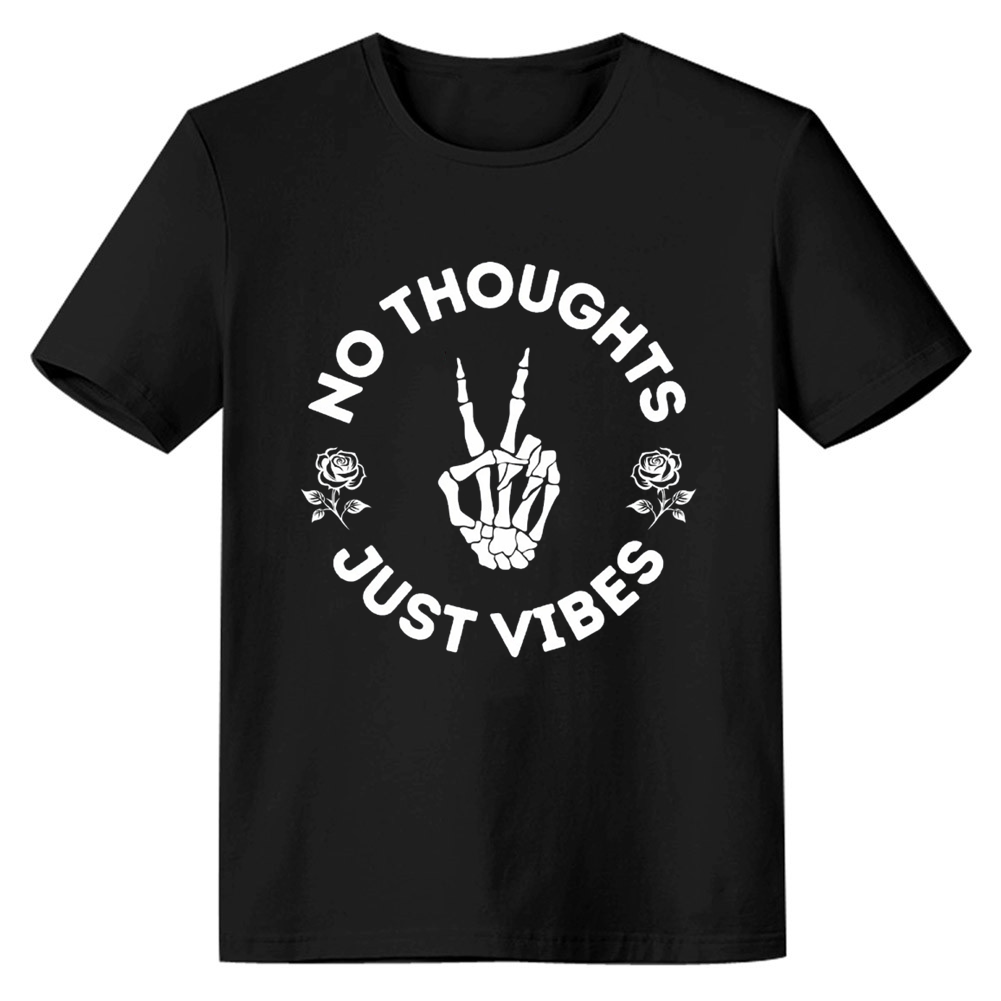 Adult Unisex No Thoughts Just Vibes Bonfire Night Black T-shirt Costume
