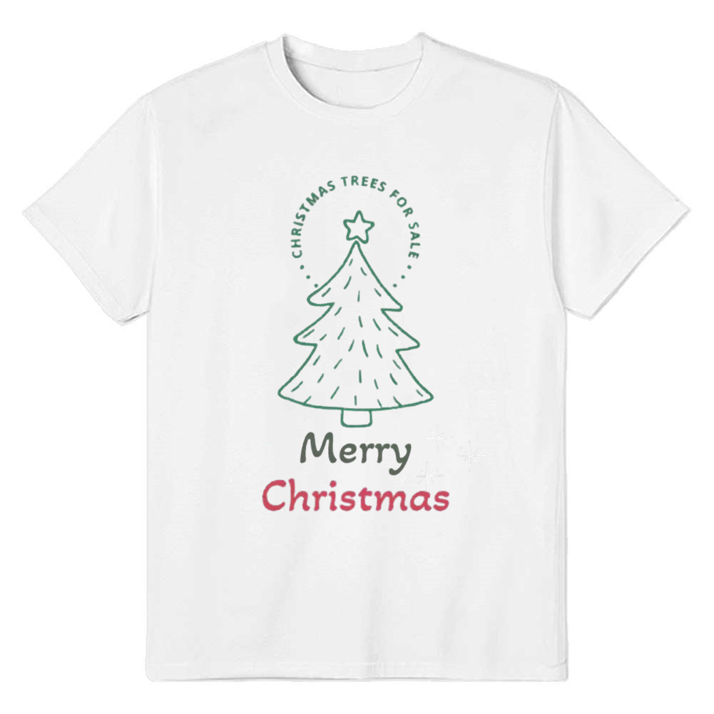 Adult Unisex Merry Christmas Tree Xmas White Festival T-shirt