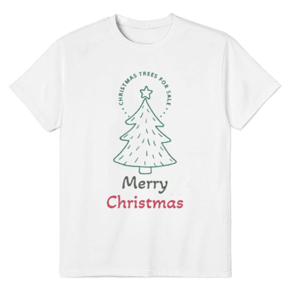 Adult Unisex Merry Christmas Tree Xmas White Festival T-shirt
