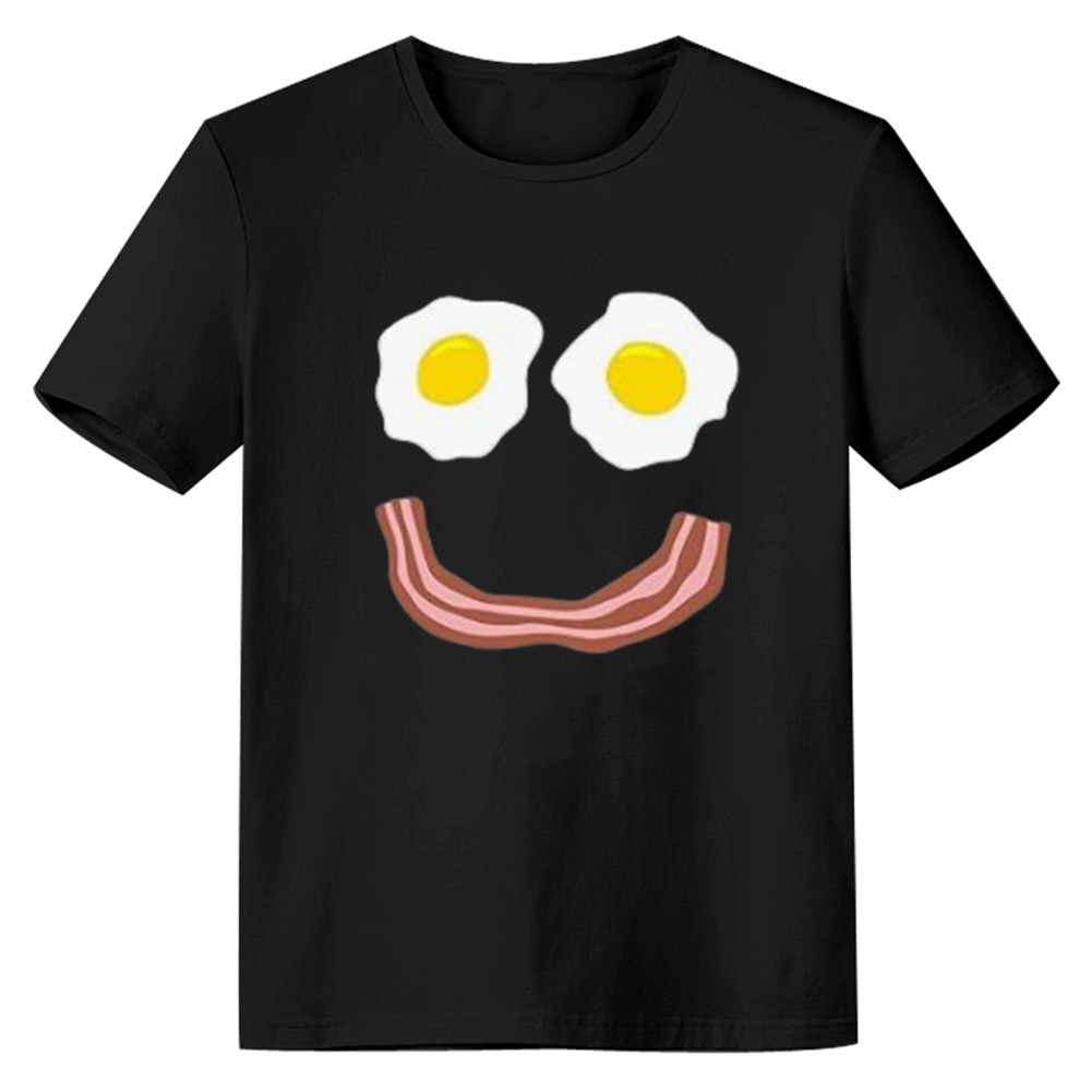 Adult Unisex Egg Smile Funny Black T-shirt Costume
