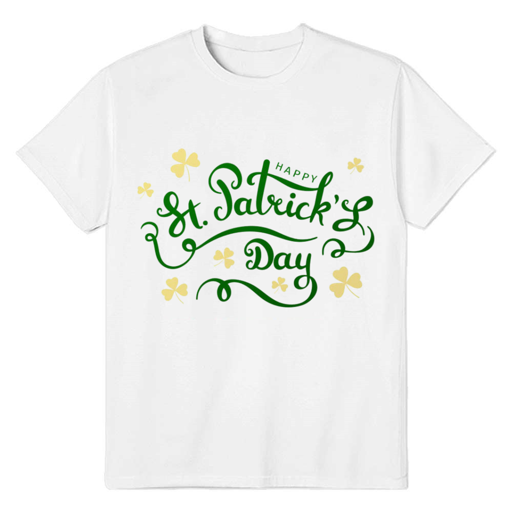 Adult Unisex Letter St. Patrick's Day White T-shirt