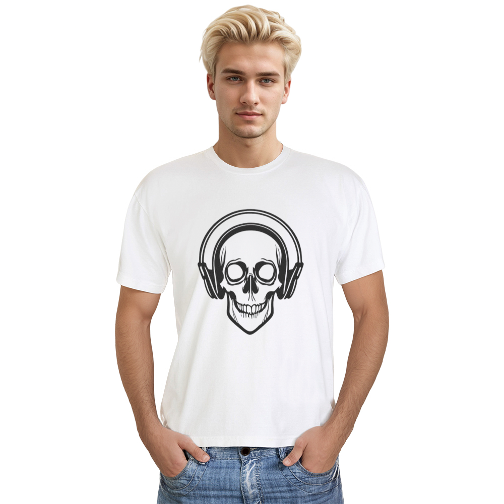 Adult Unisex Skull Music Festival White T-shirt Costume