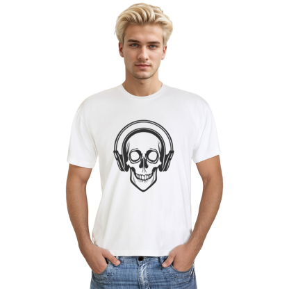 Adult Unisex Skull Music Festival White T-shirt Costume