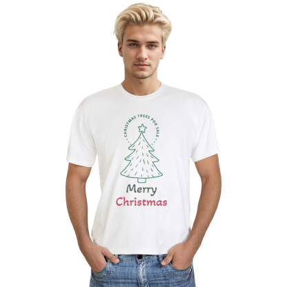 Adult Unisex Merry Christmas Tree Xmas White Festival T-shirt