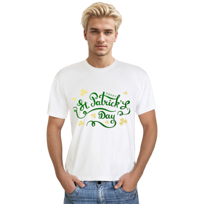 Adult Unisex Letter St. Patrick's Day White T-shirt