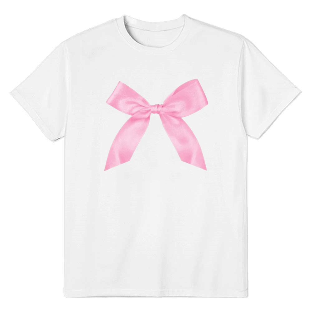 Adult Woman Summer Y2K Bow White T-shirt Costume