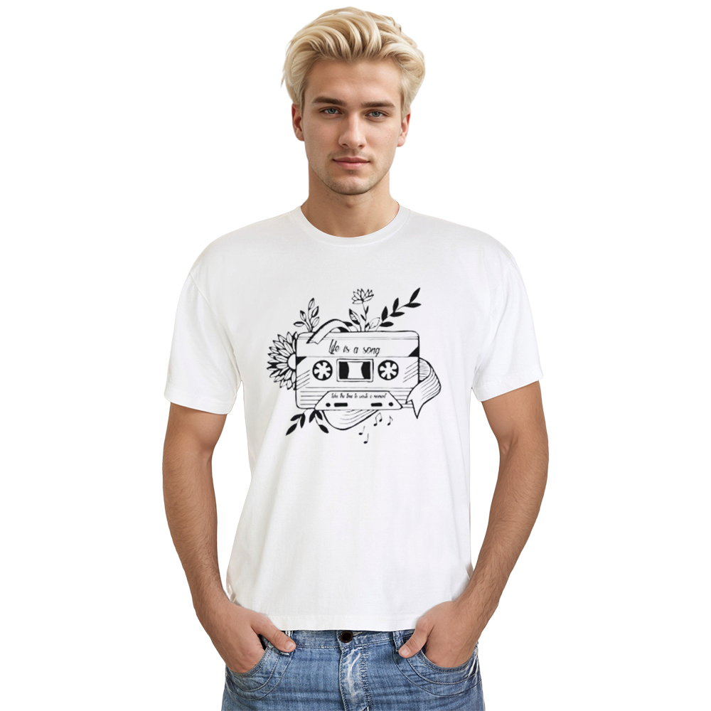 Adult Unisex Music Tap Music Festival White T-shirt Costume