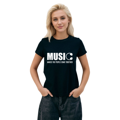 Adult Unisex Music Makes The People Come Together Black T-shirt Costume