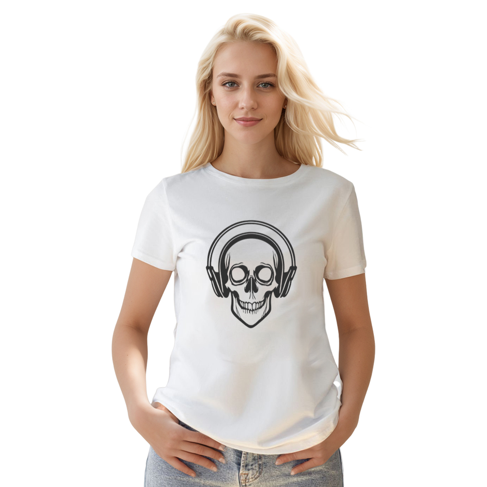 Adult Unisex Skull Music Festival White T-shirt Costume