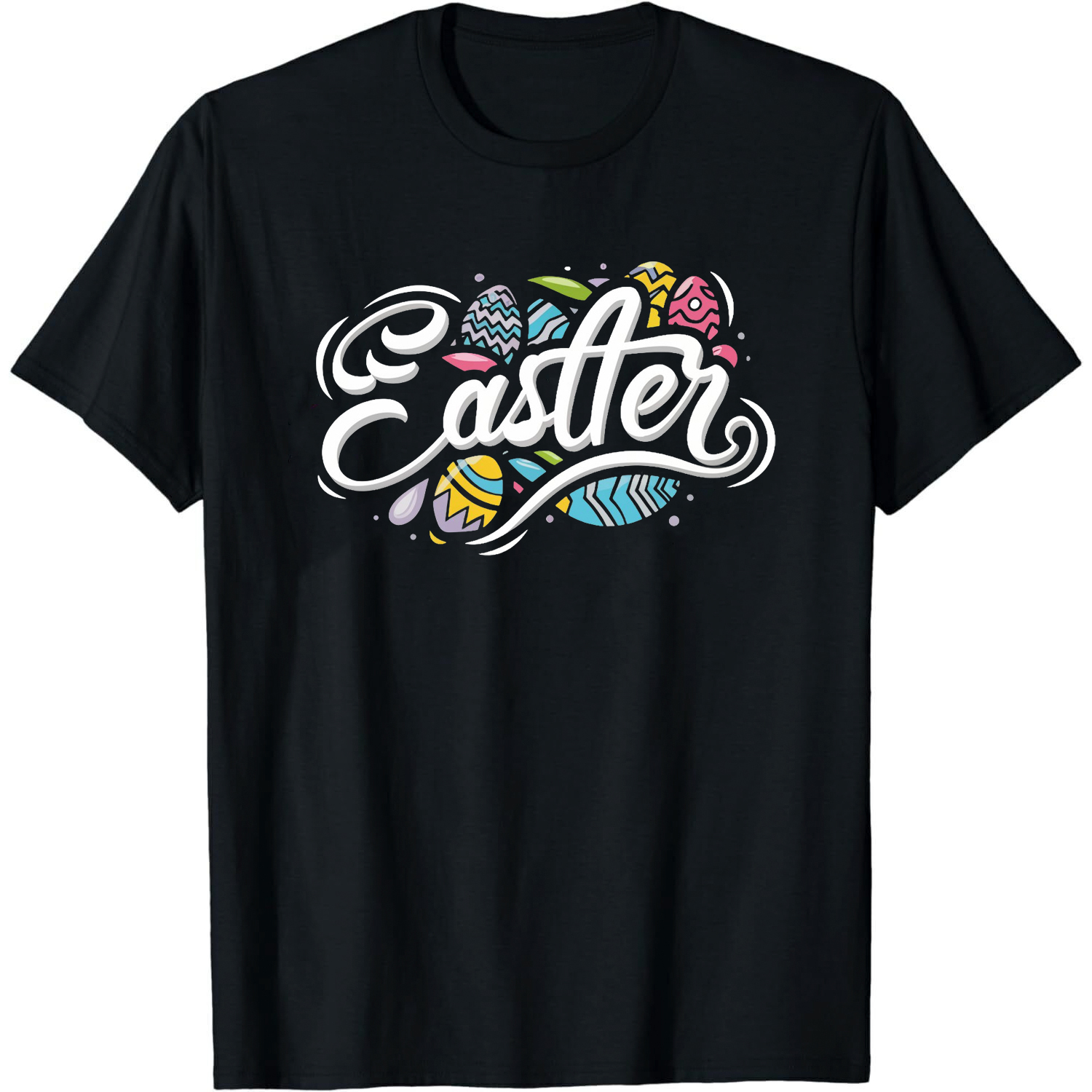 Adult Easter Letter Black Short Sleeve T-shirt Outfits Top Costume
