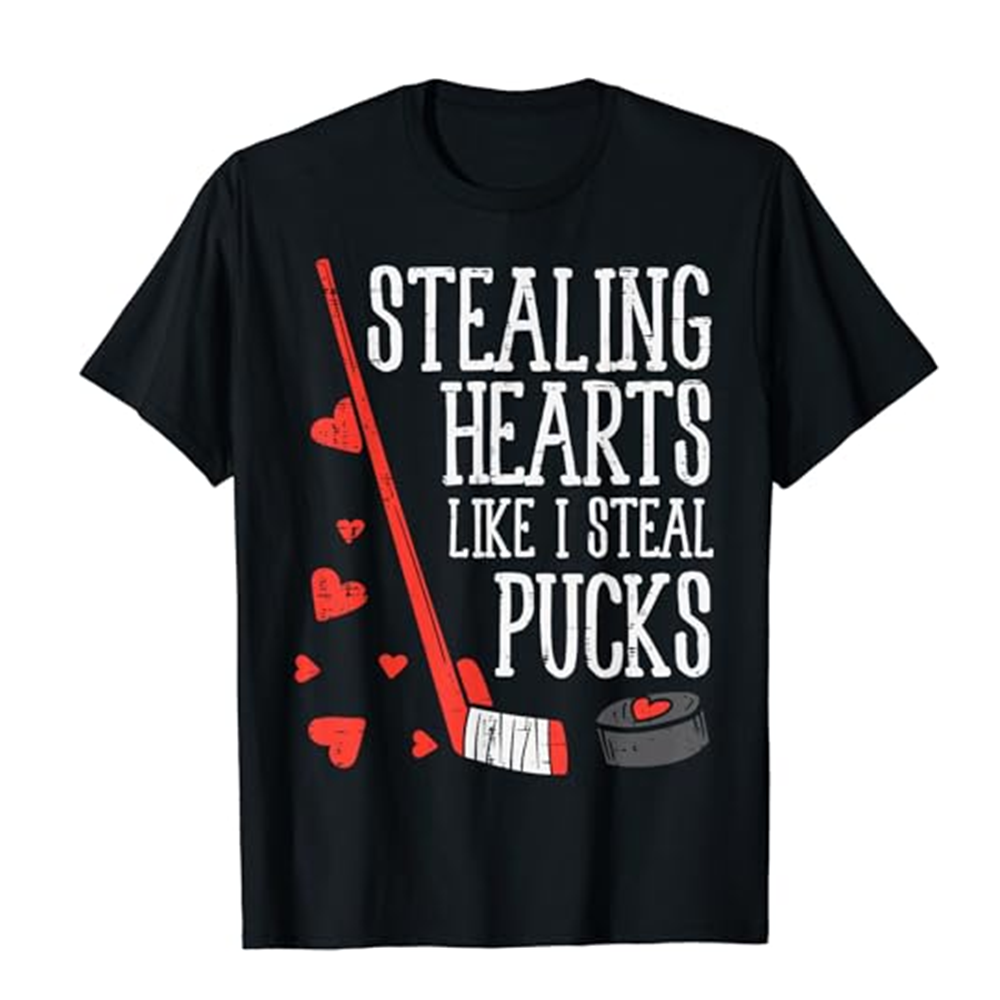 Adult Unisex Heart Pucks Black Short Sleeve T-shirt Outfits Top Costume