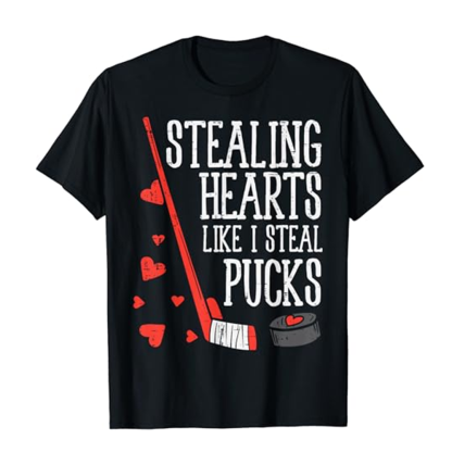 Adult Unisex Heart Pucks Black Short Sleeve T-shirt Outfits Top Costume