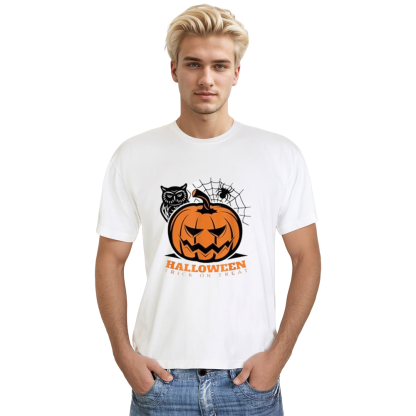 Adult Unisex Pumpkin Owl Spider Halloween White T-shirt Costume