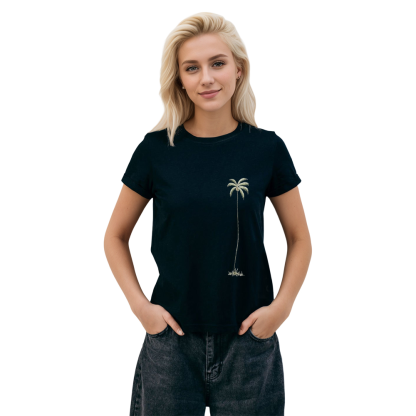 Adult Unisex Holiday Beach Tree Nature Lover Black T-shirt Costume
