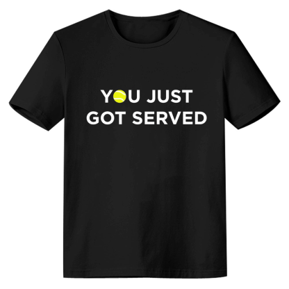 Adult Unisex You Just Got Served Tennis Sport Lover Black T-shirt Costume