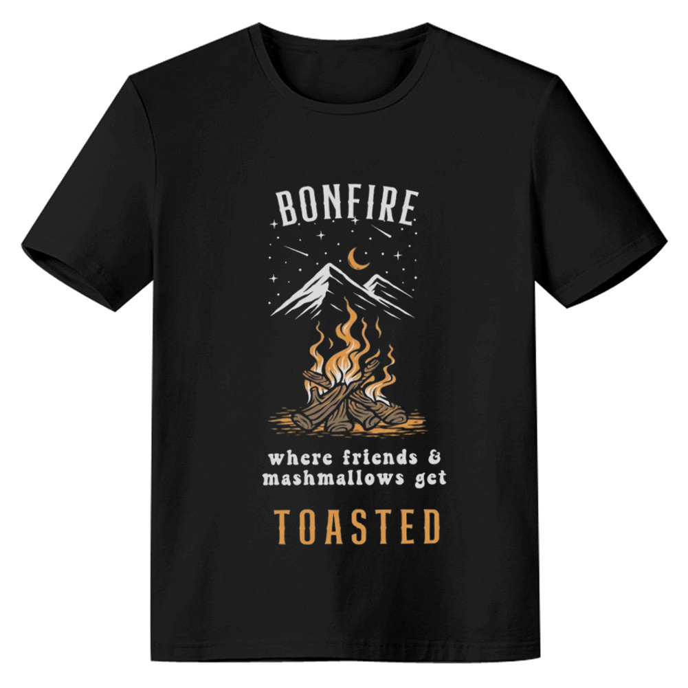 Adult Unisex Camping Hiking Bonfire Night Black T-shirt Costume