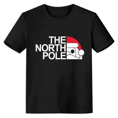 Adult Unisex Xmas The North Pole Christmas Festival Black T-shirt