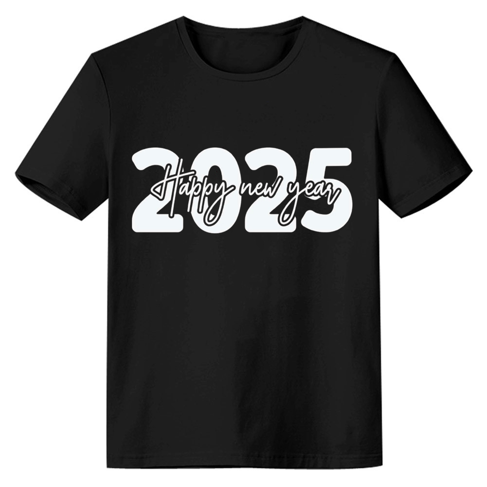 Adult Unisex 2025 Hello New Year Black Festival T-shirt