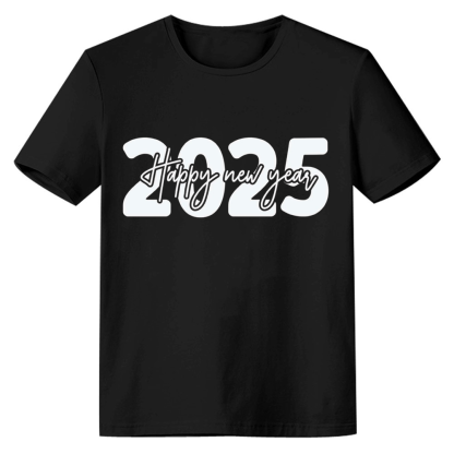 Adult Unisex 2025 Hello New Year Black Festival T-shirt