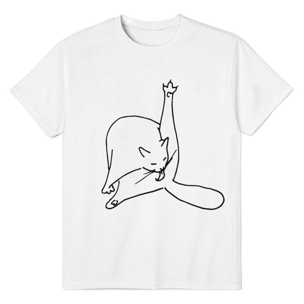 Adult Unisex Cat Mood Funny Idea Pet Lover White T-shirt