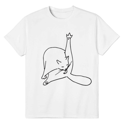 Adult Unisex Cat Mood Funny Idea Pet Lover White T-shirt