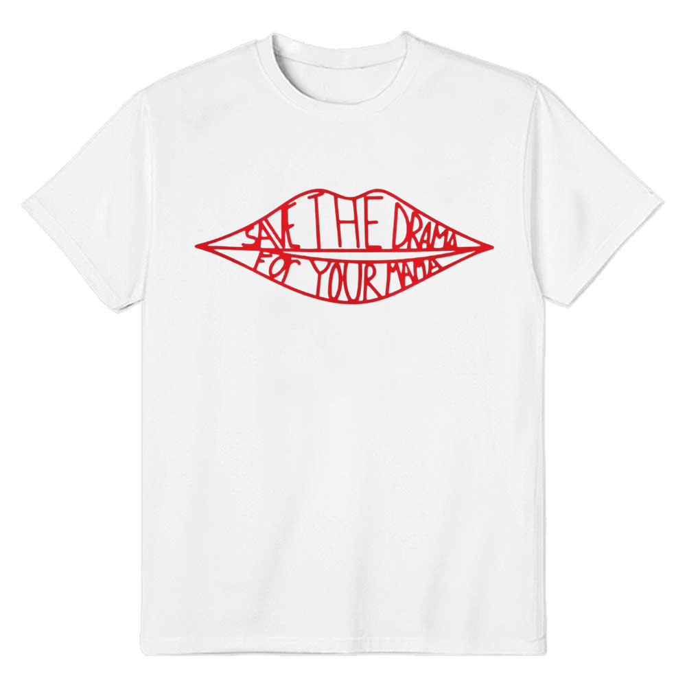 Adult Unisex Save The Drama Funny Letter White T-shirt
