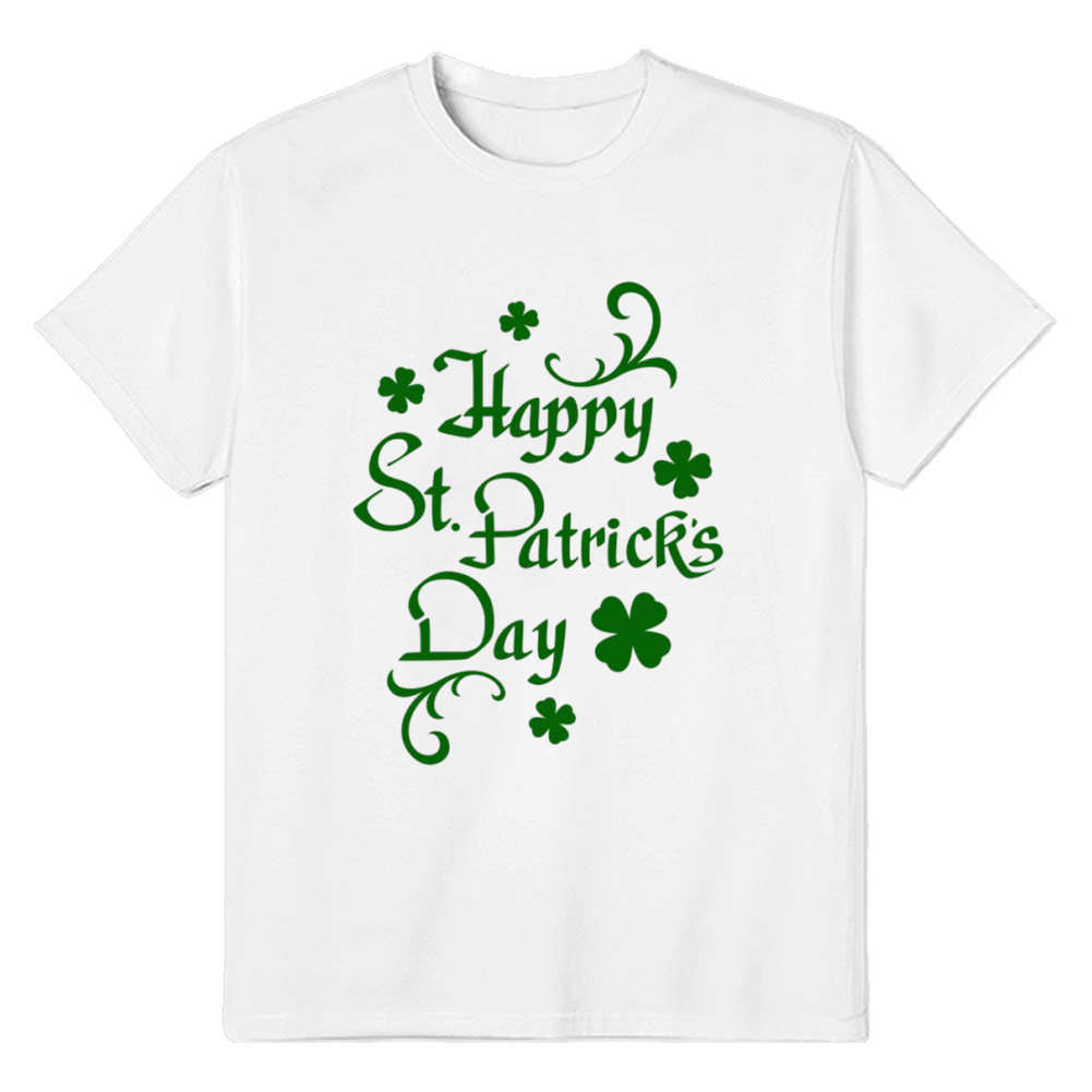 Adult Unisex  Happy St. Patrick's Day White T-shirt
