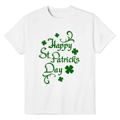 Adult Unisex  Happy St. Patrick's Day White T-shirt