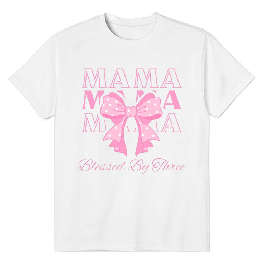 Adult Woman Summer Cute Bow MAMA Mother's Day White T-shirt Costume