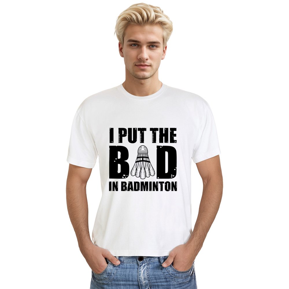 Adult Unisex Badminton Training White Sport T-shirt Costume