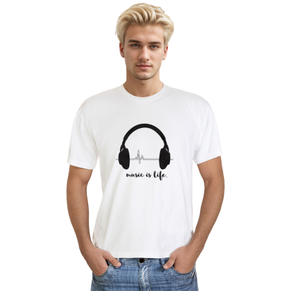 Adult Unisex Music Is Life Music Festival White T-shirt Costume